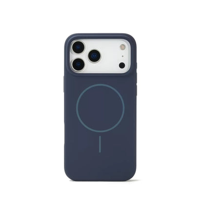 Valente iPhone 17 Pro Max silicone MagSafe case navy blue raised camera bezels