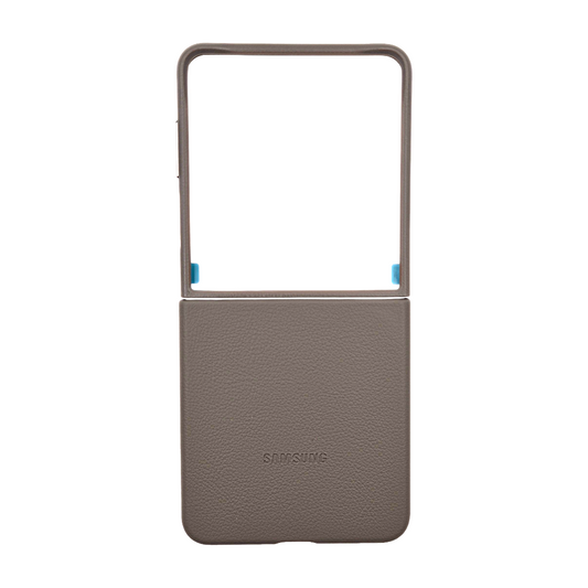 Valente Galaxy Z Flip 7 leather case beige smooth PU hinge compatible open position