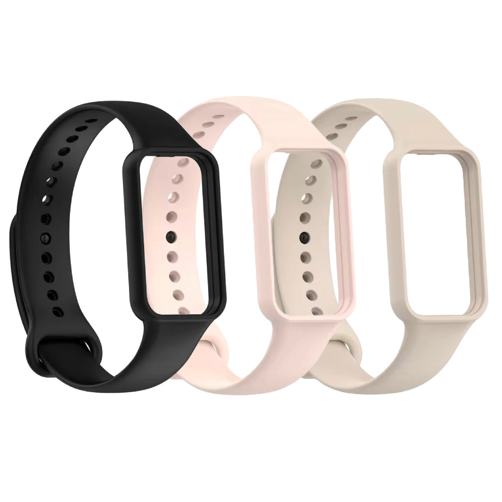 Valente Soft silicone watch bands Compatible with Amazfit Band 7 (Pack Of 3)