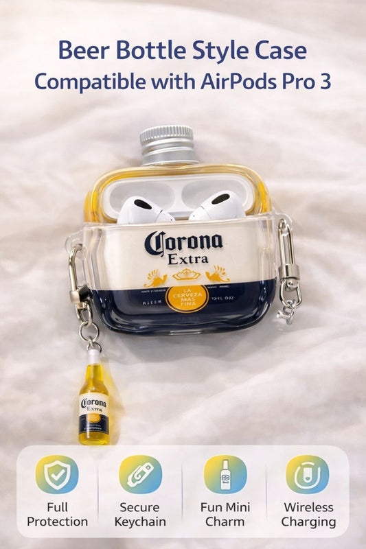 Valente AirPods Pro 3 retro case Corona Beer Bottle design glossy transparent