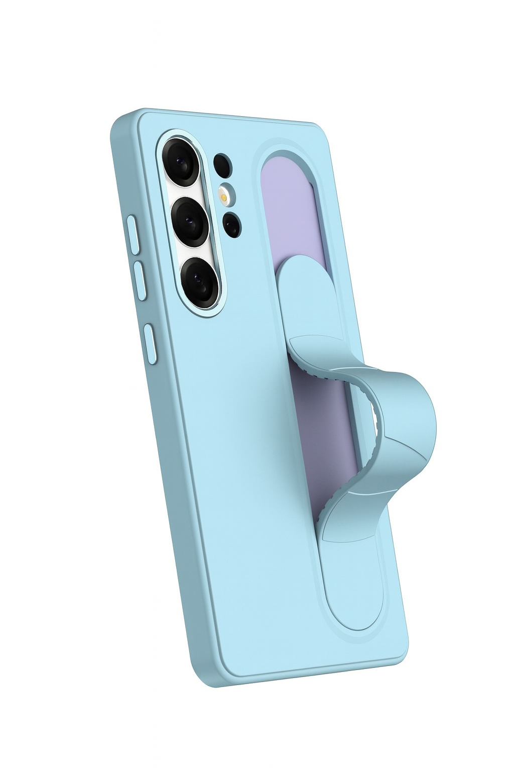 Valente Galaxy S25 Ultra finger strap kickstand case sky blue S Pen slot accessible
