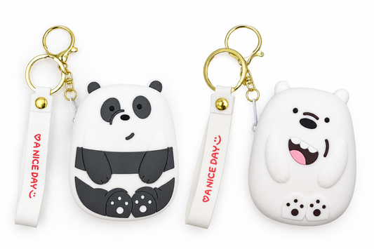 Valente Silicone Zipper Coin Purse, Panda and Polar Bear (Pack of 2 )