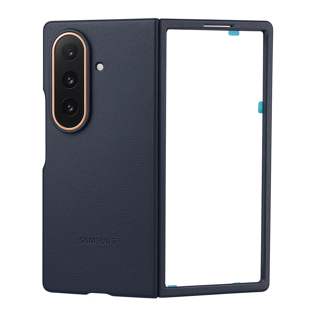 Valente Galaxy Z Fold 7 leather case grey smooth PU leather hinge compatible