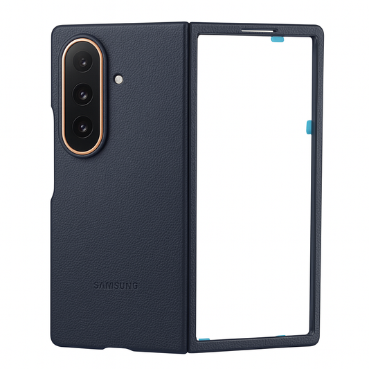 Valente Galaxy Z Fold 7 leather case grey smooth PU leather hinge compatible
