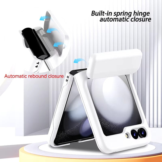 Valente Galaxy Z Flip 5 card holder case lavender hinge compatible card slot view