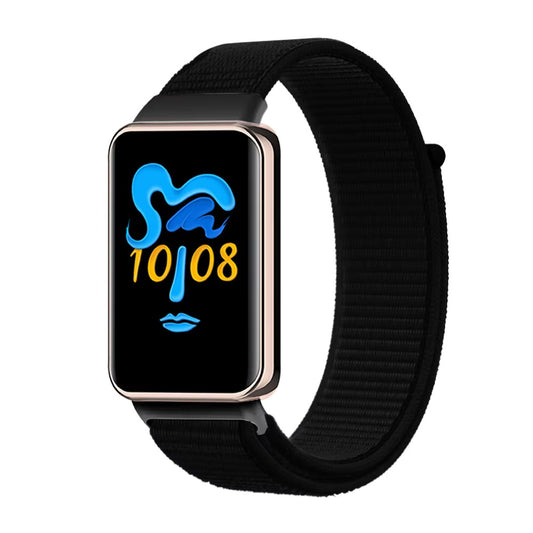 Valente Huawei Band 8 9 nylon loop strap black and orange dual colour breathable