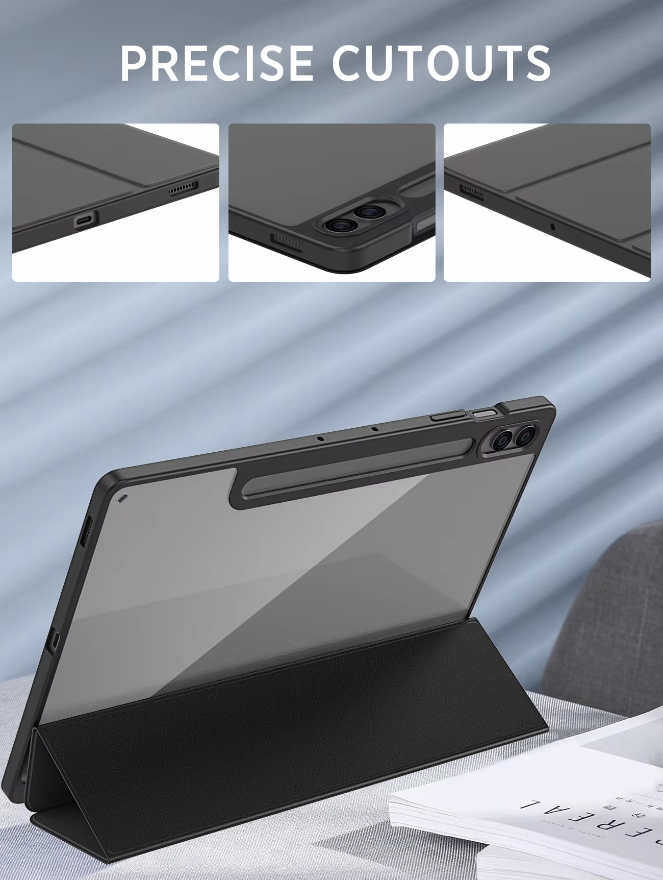 Valente PC Back Case Compatible with Samsung Galaxy Tab S9 FE | Slim Hard Cover with Pencil Holder | Shock Resistant Protective Tablet Case
