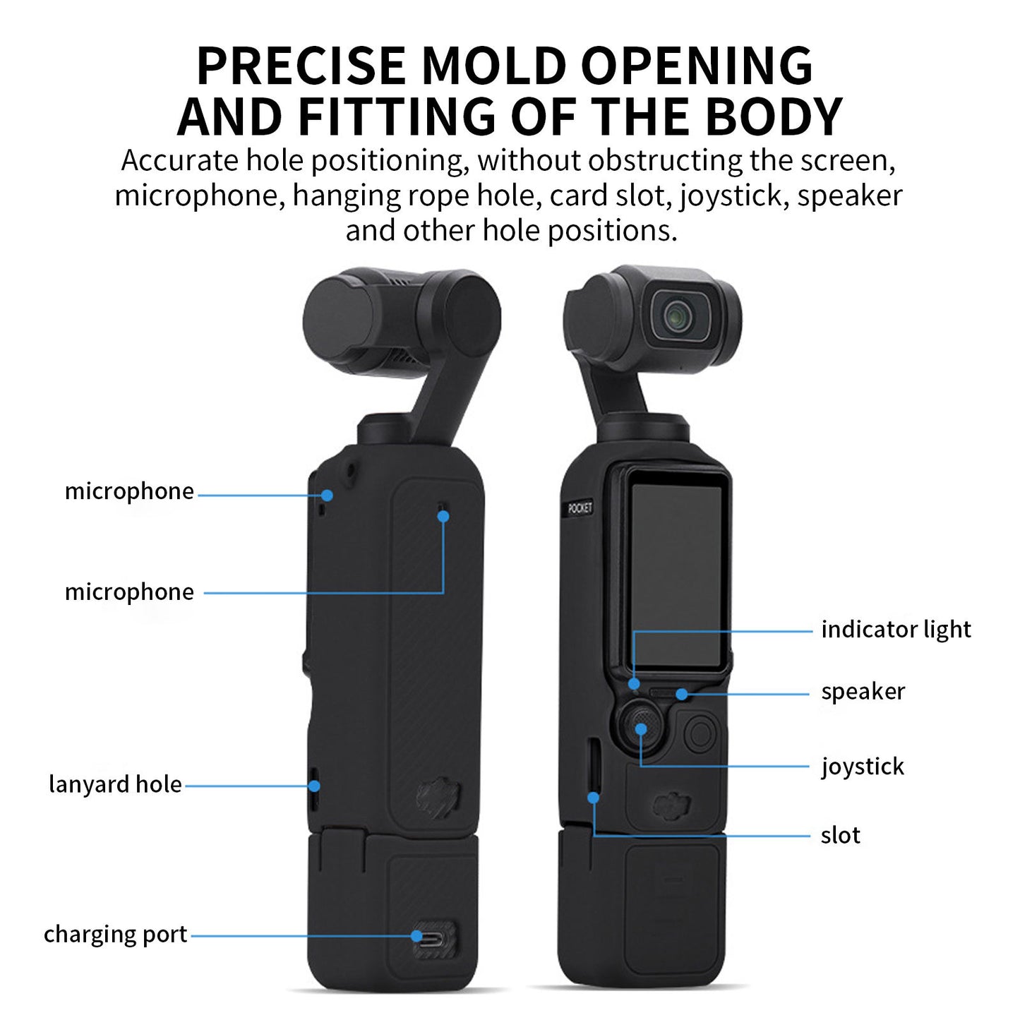 Valente Silicone Protective Cover Compatible with DJI Osmo Pocket 3 | Full Body Soft Case with Lens Cap & Lanyard Protection Kit