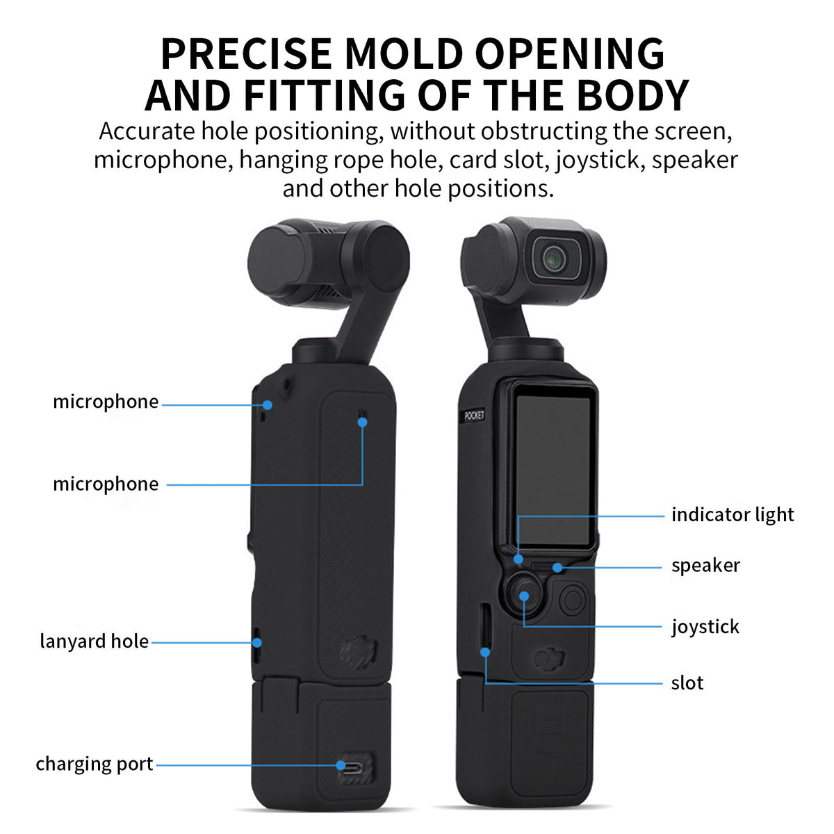 Valente Silicone Protective Cover Compatible with DJI Osmo Pocket 4 | Full Body Soft Case with Lens Cap & Lanyard Protection Kit