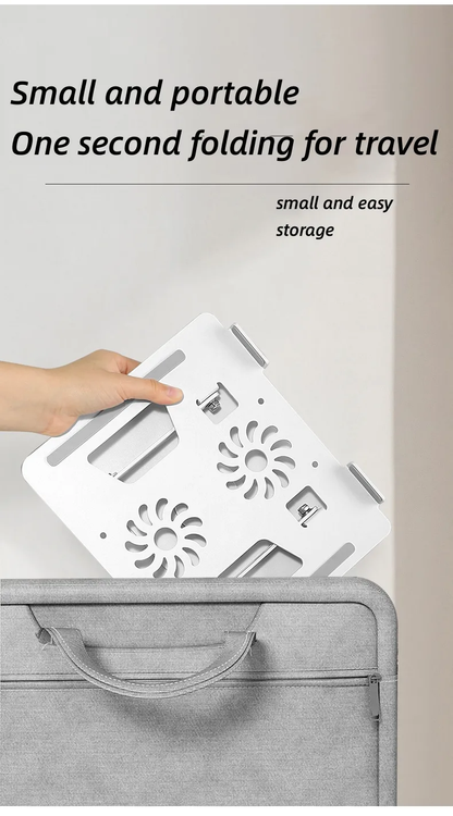 Valente Adjustable Ergonomic Laptop Stand with Active Cooling - Elegant White Design