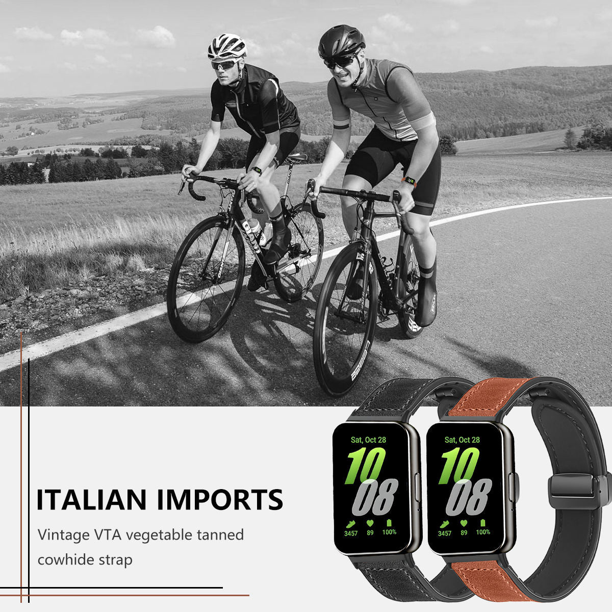 Valente Leather Strap Compatible with Samsung Galaxy Fit 3 | Premium Replacement Watch Band | Adjustable Comfortable Wrist Strap with Secure Buckle