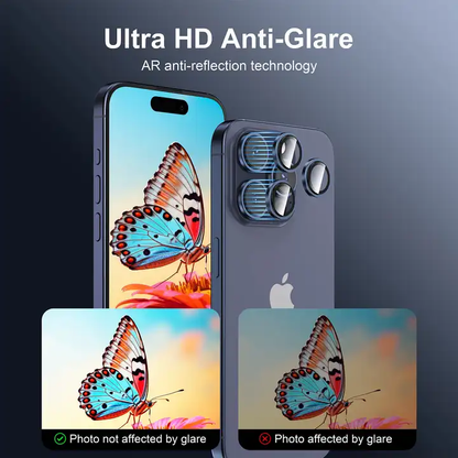 Protective camera lens rings for iPhone 15 Pro/Pro Max, designed to safeguard against scratches and impacts, priced at ₹99.
