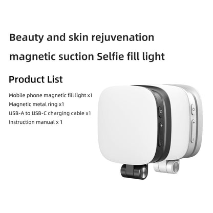 Valente MagSafe Compatible Magnetic Selfie Light | Rechargeable LED Fill Light with Built-in Mirror | Foldable Magnetic Phone Light for Video Calls, Selfies & Live Streaming