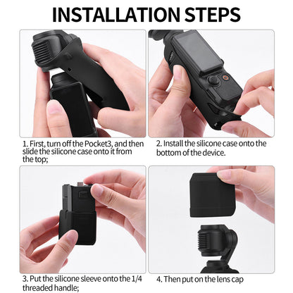 Valente Silicone Protective Cover Compatible with DJI Osmo Pocket 4 | Full Body Soft Case with Lens Cap & Lanyard Protection Kit