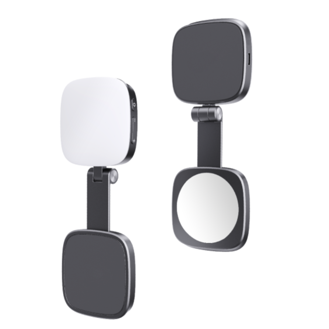 Valente MagSafe Compatible Magnetic Selfie Light | Rechargeable LED Fill Light with Built-in Mirror | Foldable Magnetic Phone Light for Video Calls, Selfies & Live Streaming