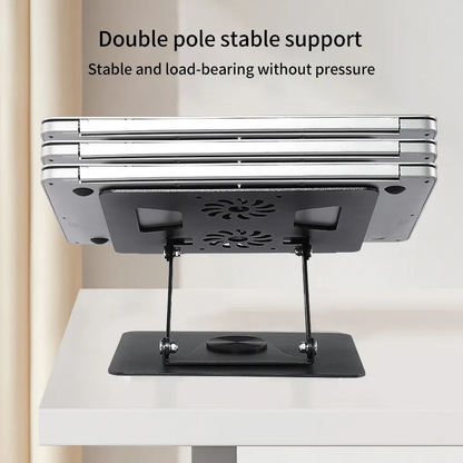 Valente Adjustable Ergonomic Laptop Stand with Active Cooling - Elegant White Design