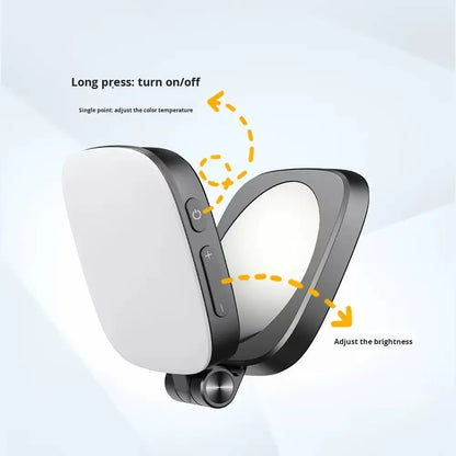 Valente MagSafe Compatible Magnetic Selfie Light | Rechargeable LED Fill Light with Built-in Mirror | Foldable Magnetic Phone Light for Video Calls, Selfies & Live Streaming