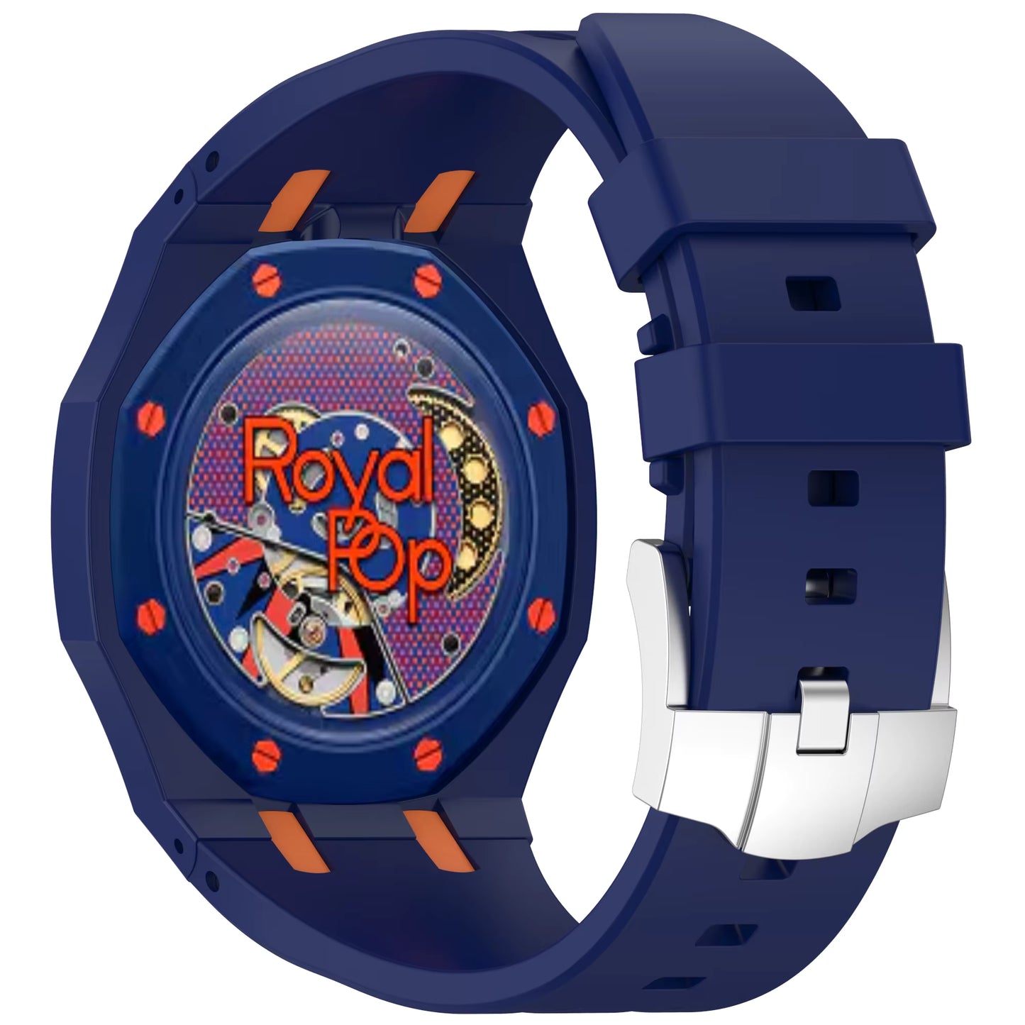 Valente Protective TPU Case with Silicone Strap Compatible with Swatch Royal Pop | Full Body Shockproof Watch Cover Band Replacement