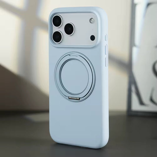 Valente Premium Soft Silicone Case Compatible with iPhone 17 Pro with Magnetic Ring Stand | Shockproof Slim Protective Back Cover