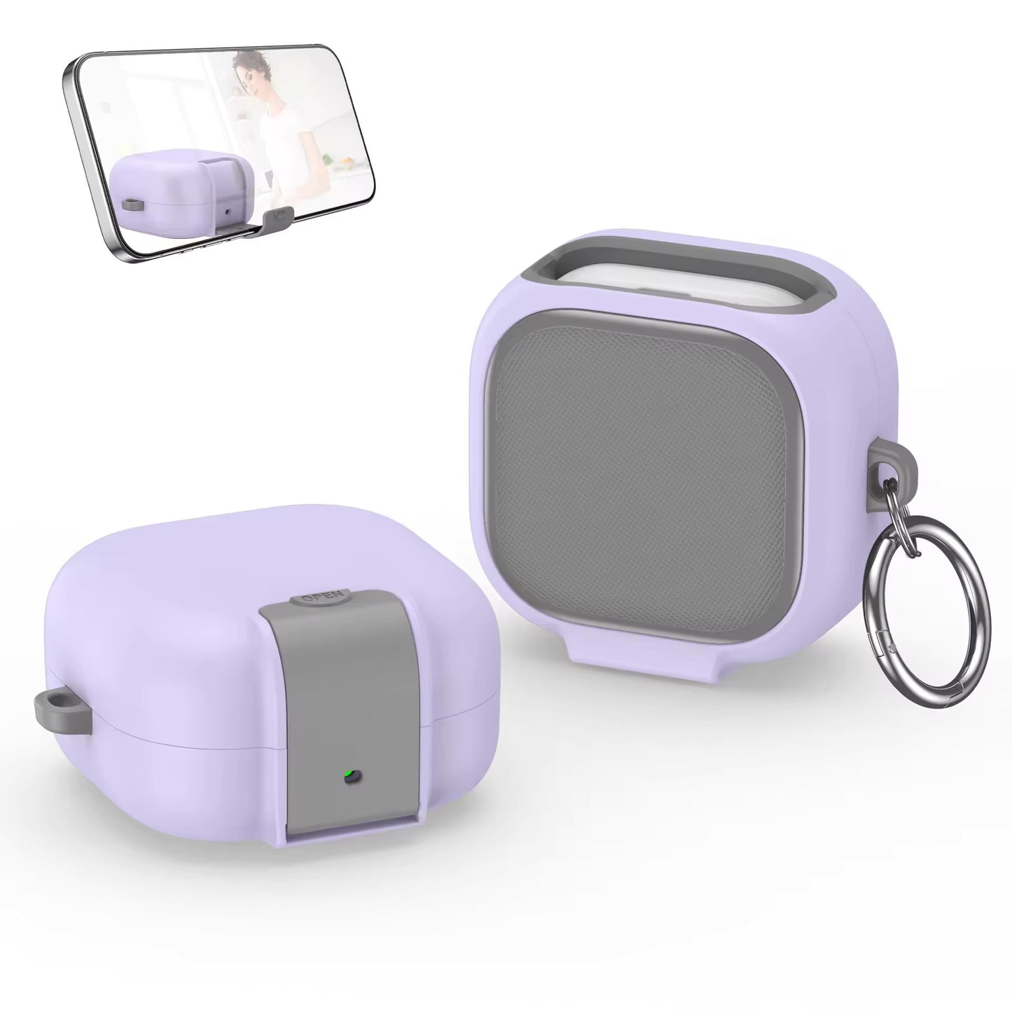 Valente Protective Case Compatible with Galaxy Buds 4 / Buds 4 Pro | Hard Cover with Phone Stand Function & Keychain | Shockproof Earbuds Case