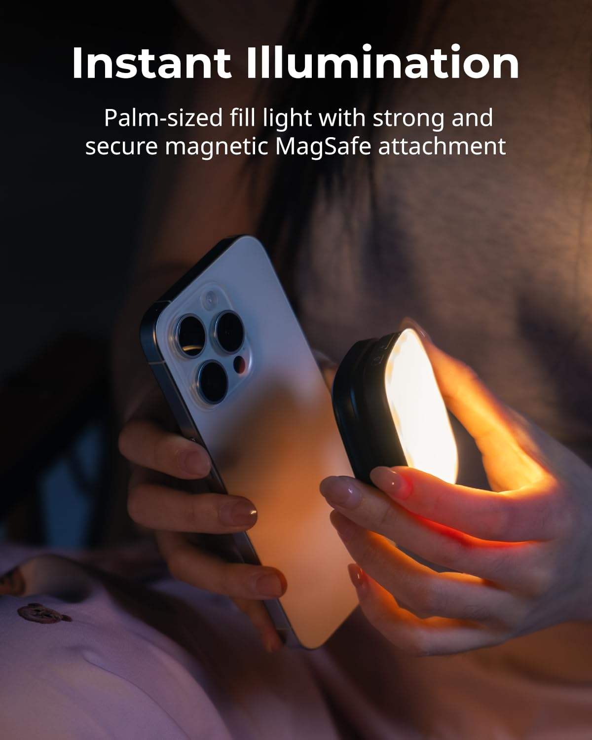 Valente MagSafe Compatible Magnetic Selfie Light | Rechargeable LED Fill Light with Built-in Mirror | Foldable Magnetic Phone Light for Video Calls, Selfies & Live Streaming