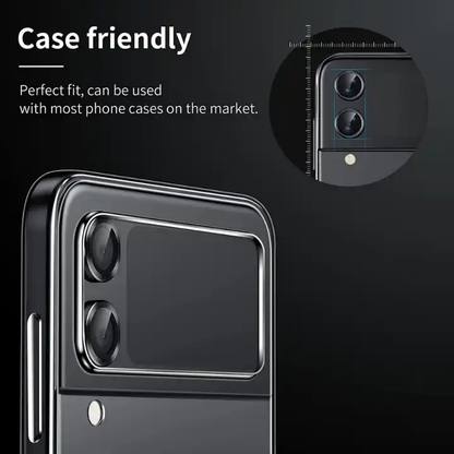 Samsung Galaxy Z Flip 4 camera lens protected by a sleek, black protective ring, available for ₹99, ensuring lens safety without sacrificing style.