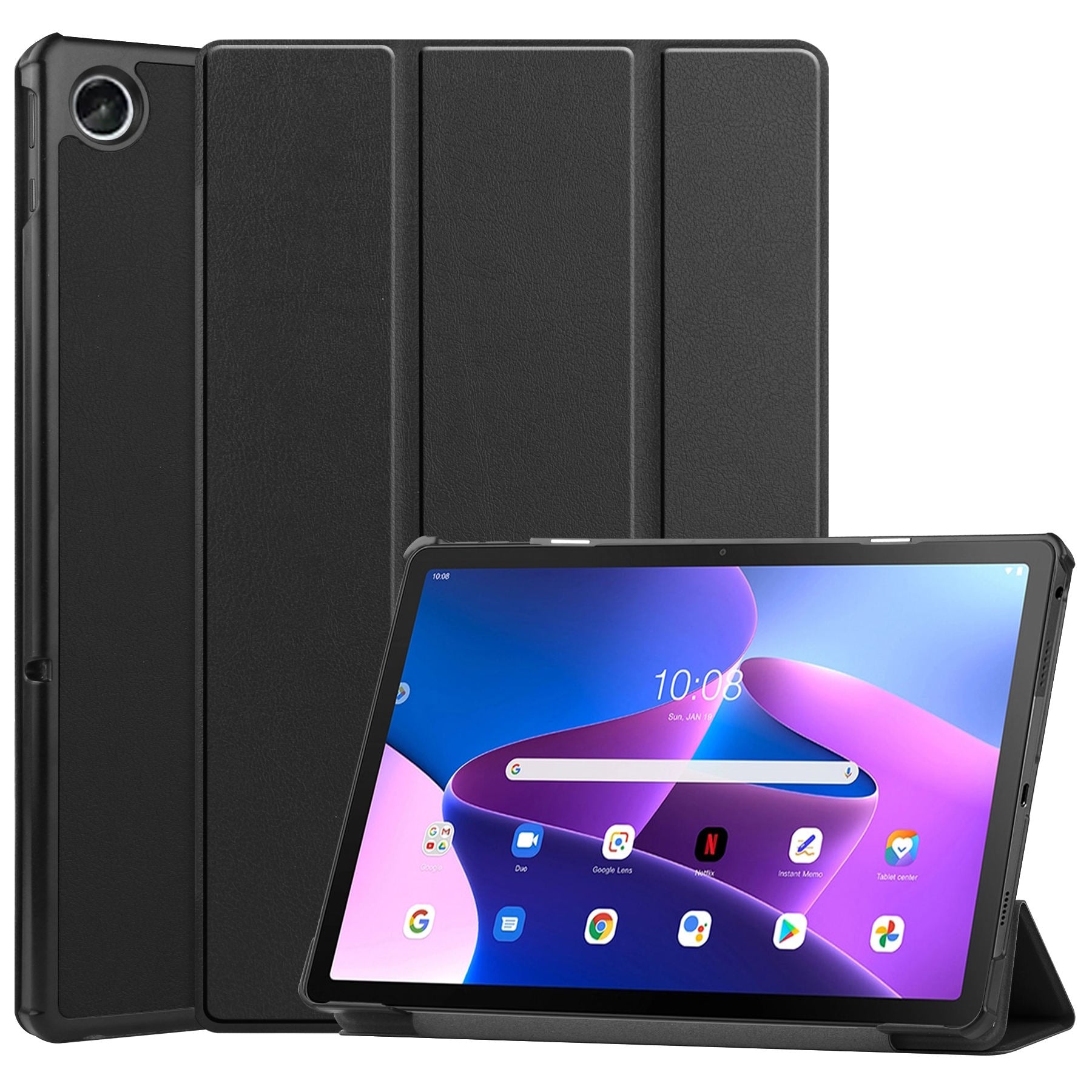 Valente Lenovo Tab Plus protective flip cover black PC back PU front folio