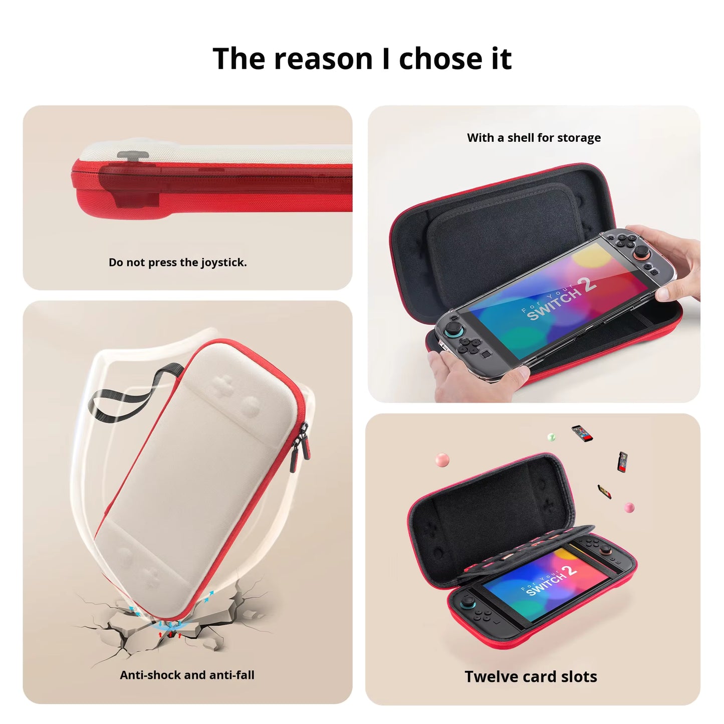 Valente Protective Carrying Case Compatible with Nintendo Switch 2 | Hard Shell Travel Storage Case with Zipper Closure & Wrist Strap