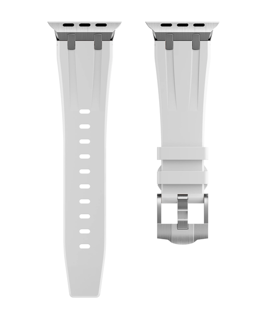 Valente Apple Watch luxury strap white with silver buckle Series 10 9 8 7