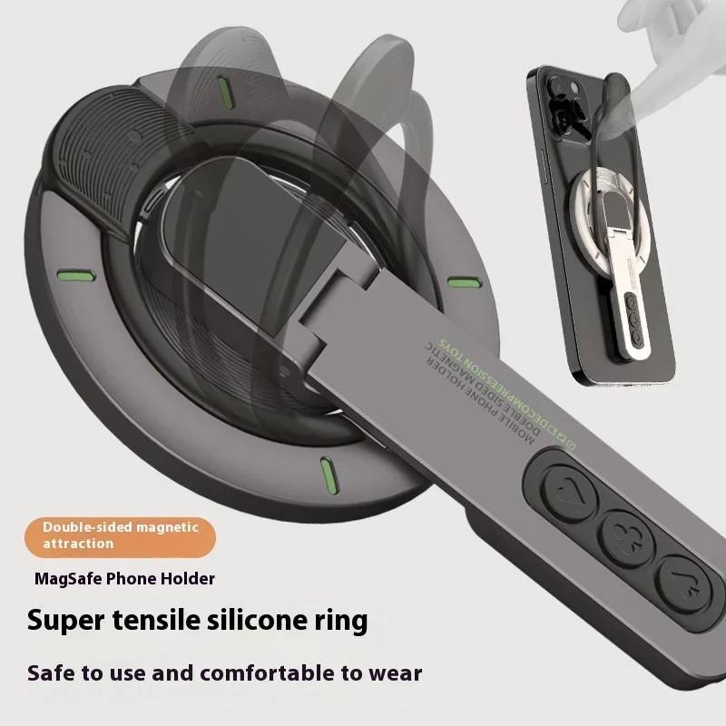 Valente Magnetic Phone Stand Compatible with MagSafe Devices | Foldable Magnetic Ring Holder | Adjustable Desktop & Handheld Mobile Stand