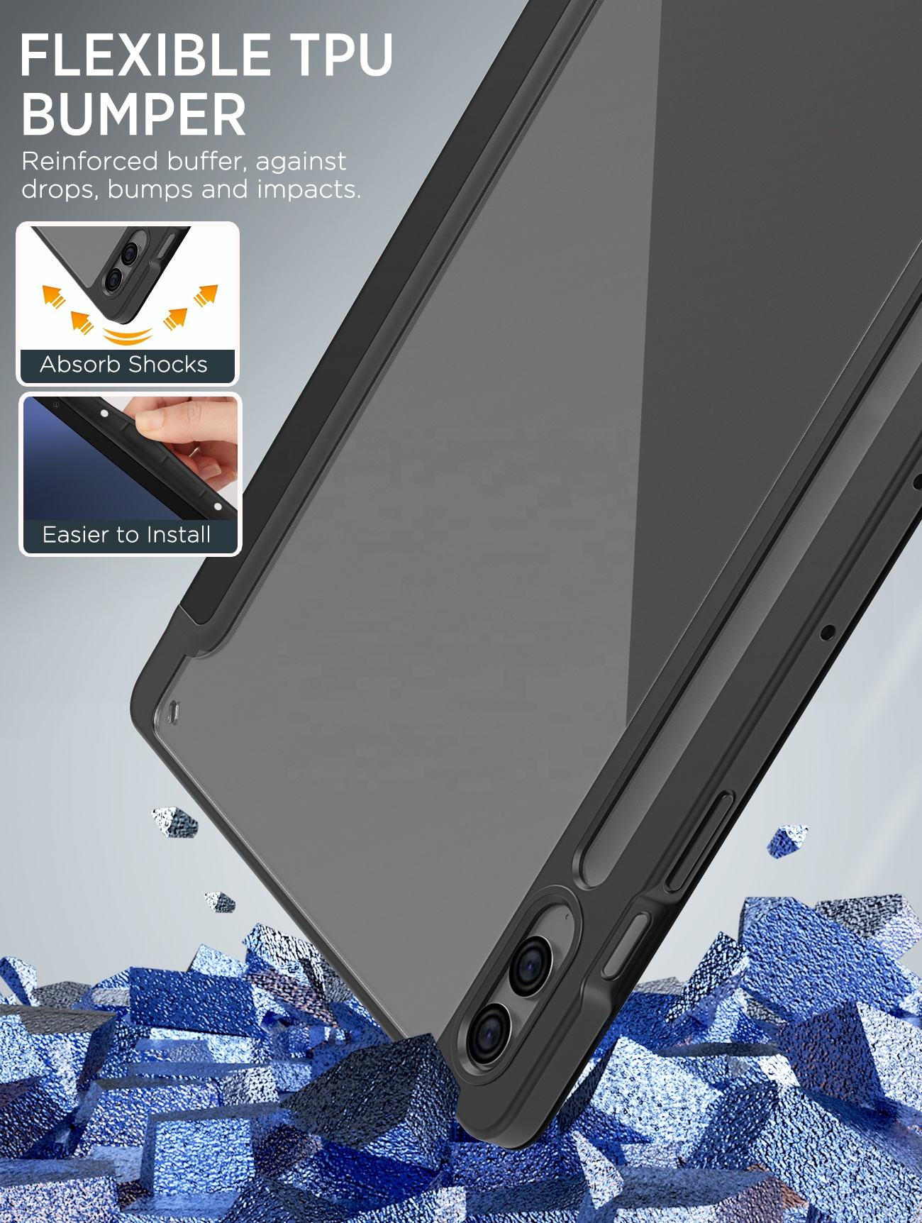Valente PC Back Case Compatible with Samsung Galaxy Tab S9 FE | Slim Hard Cover with Pencil Holder | Shock Resistant Protective Tablet Case