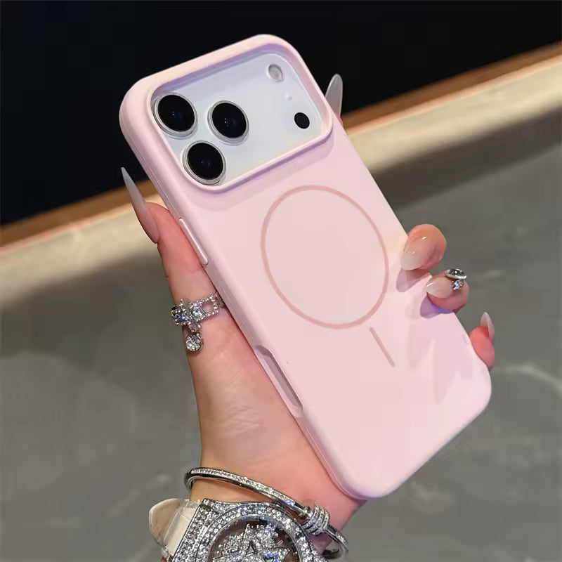 Valente iPhone 17 Pro silicone MagSafe case lavender raised camera bezels view