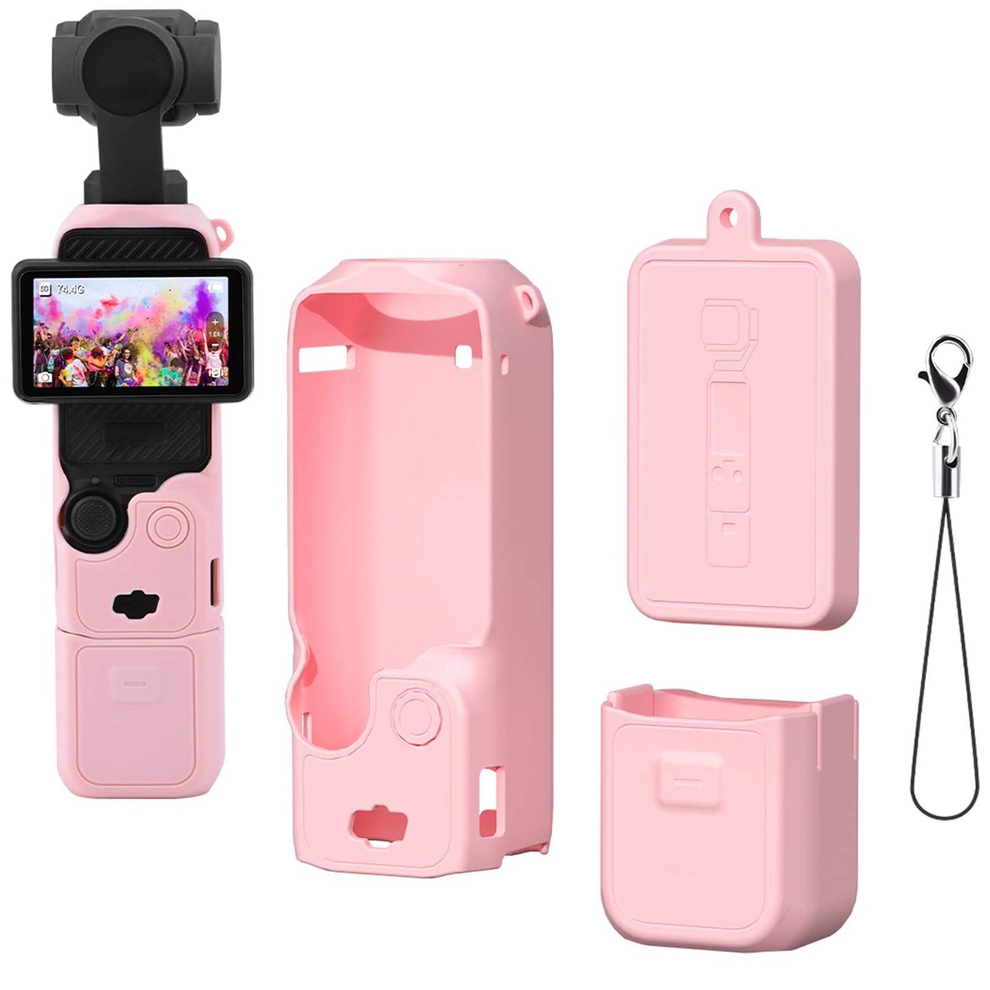 Valente Silicone Protective Cover Compatible with DJI Osmo Pocket 4 | Full Body Soft Case with Lens Cap & Lanyard Protection Kit