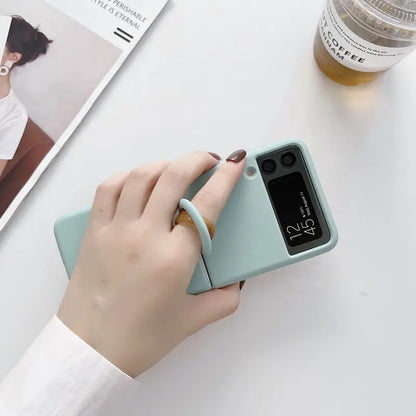 Valente Premium Silicone Case Cover with Ring For Galaxy Z Flip 4