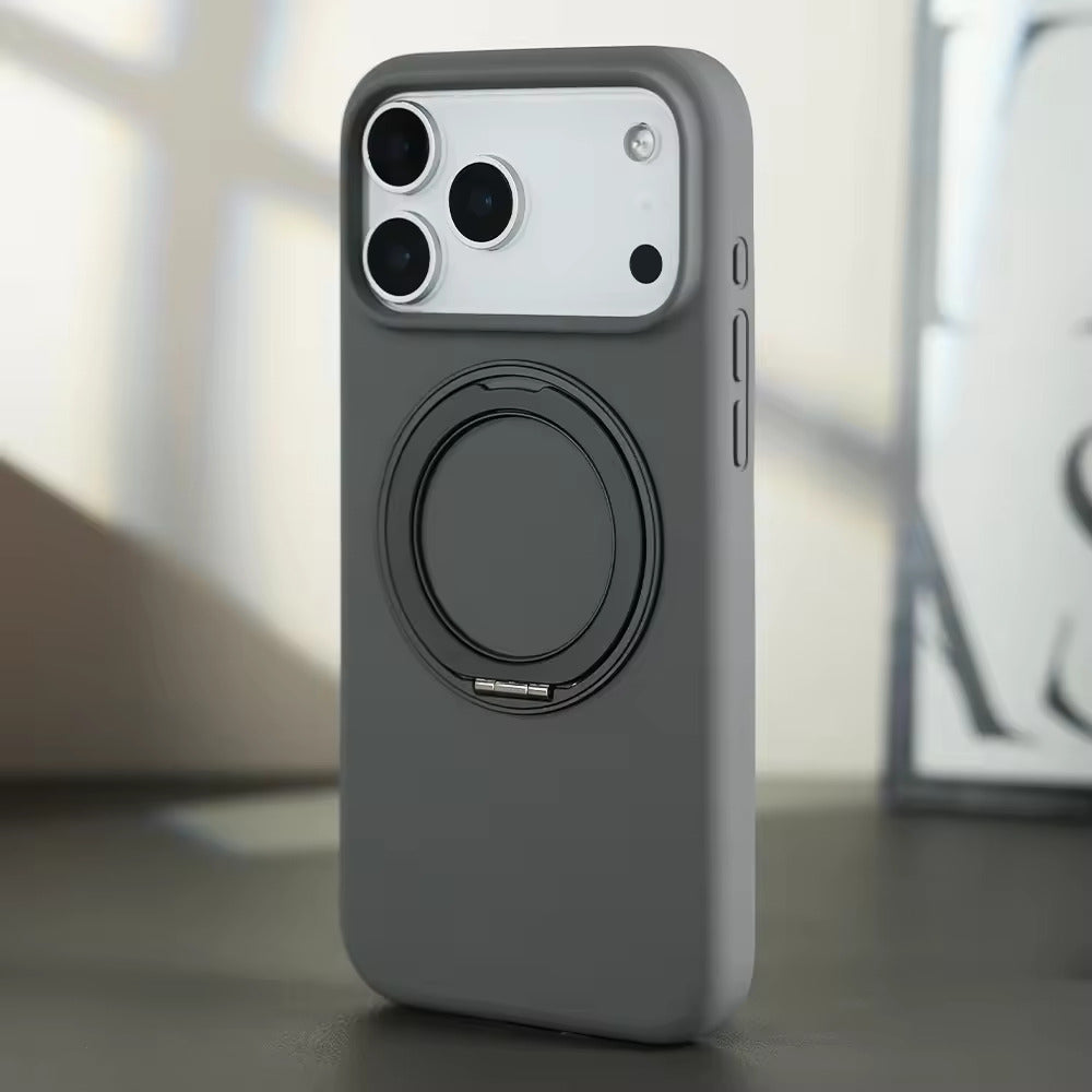 Valente Premium Soft Silicone Case Compatible with iPhone 17 Pro with Magnetic Ring Stand | Shockproof Slim Protective Back Cover