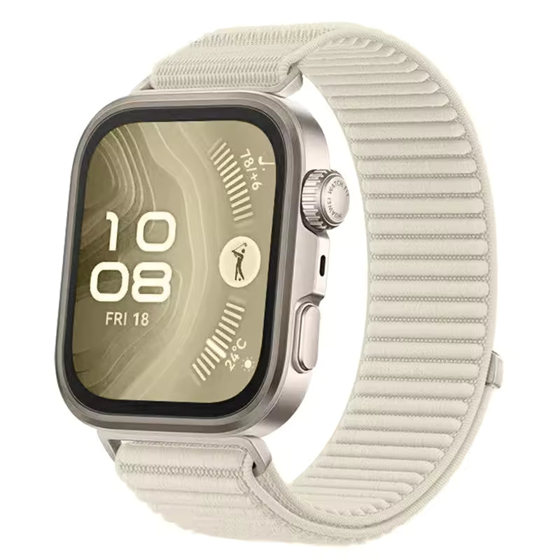 Valente Huawei Watch Fit 3 Pro nylon loop strap beige hook-loop closure view