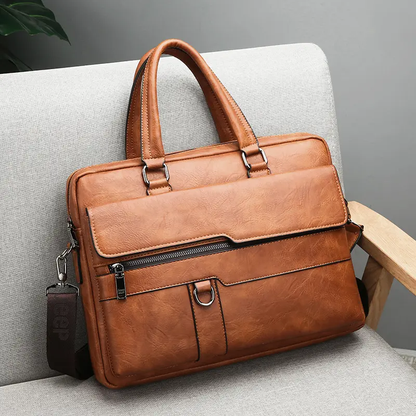 Valente Business PU Leather Multipocket Laptop Bag | Fits upto 14-inch laptop