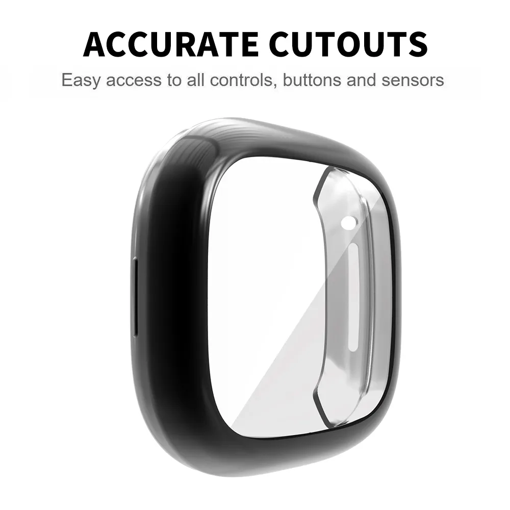 Valente Soft TPU Shockproof Screen & Body Protector Cases Compatible with Fitbit Versa 4/ Sense 2 Only