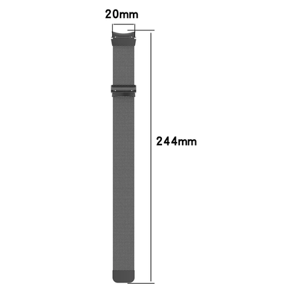 Metallic mesh watch strap with magnetic clasp closure, compatible with Samsung Galaxy Watch 4/5/6 models.