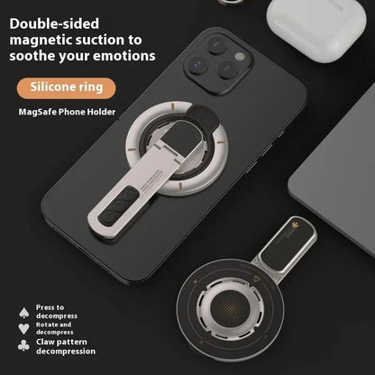 Valente Magnetic Phone Stand Compatible with MagSafe Devices | Foldable Magnetic Ring Holder | Adjustable Desktop & Handheld Mobile Stand