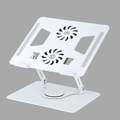 Valente Adjustable Ergonomic Laptop Stand with Active Cooling - Elegant White Design