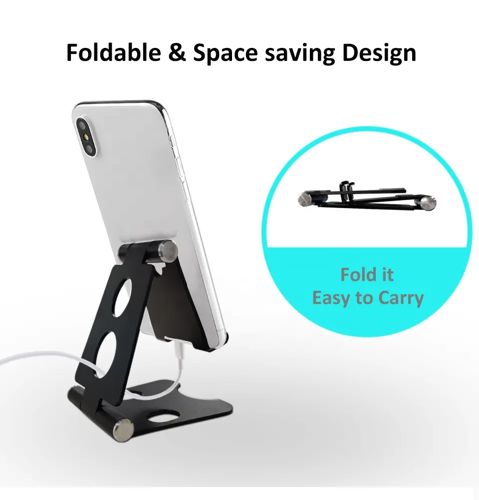 Valente Sleek Aluminum Mobile Stand – Durable and Adjustable for Smartphones