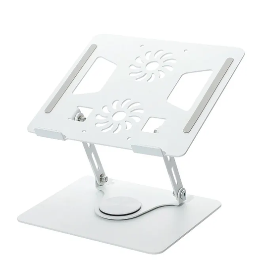 Valente Adjustable Ergonomic Laptop Stand with Active Cooling - Elegant White Design