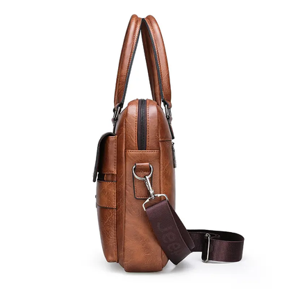 Valente Business PU Leather Multipocket Laptop Bag | Fits upto 14-inch laptop