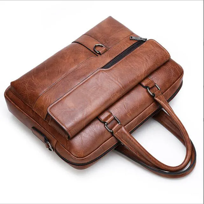 Valente Business PU Leather Multipocket Laptop Bag | Fits upto 14-inch laptop