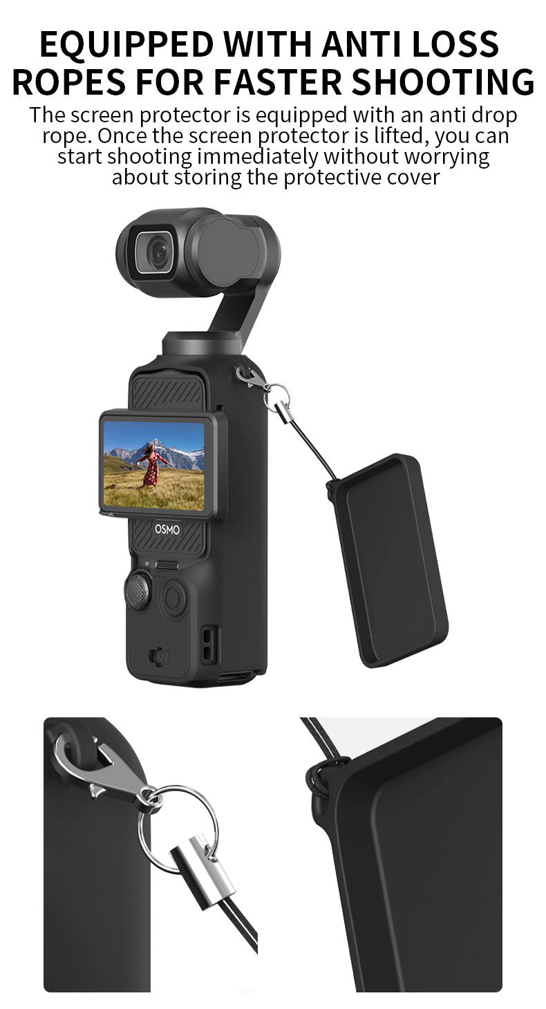 Valente Silicone Protective Cover Compatible with DJI Osmo Pocket 4 | Full Body Soft Case with Lens Cap & Lanyard Protection Kit