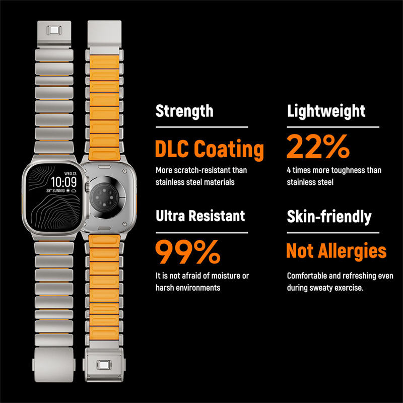 Valente Metal Strap Compatible with Apple Watch Series 8/7/6/5/SE/Ultra/Ultra 2 (42mm/44mm/45mm/49mm) | Premium Stainless Steel Watch Band with Adjustable Links