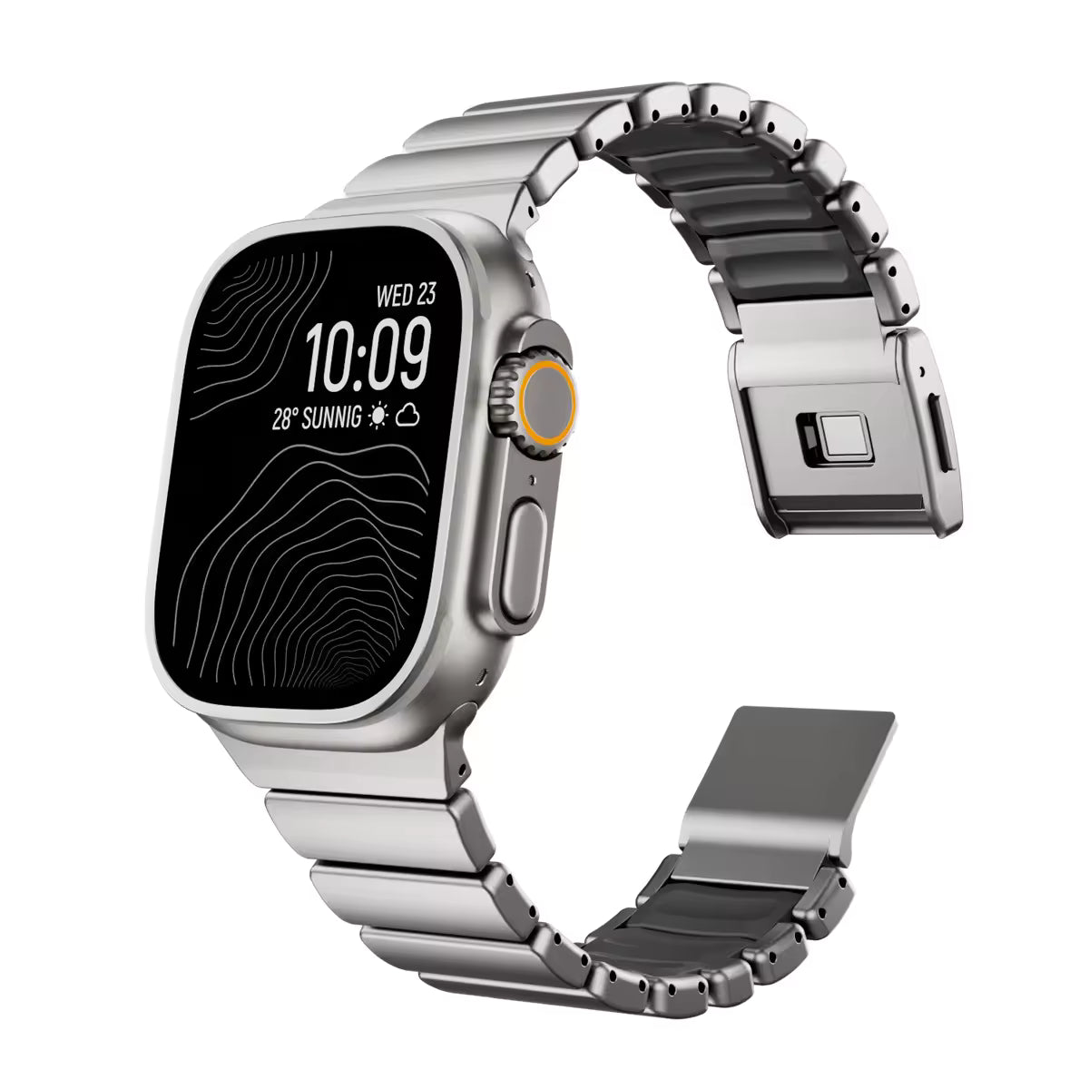 Valente Metal Strap Compatible with Apple Watch Series 8/7/6/5/SE/Ultra/Ultra 2 (42mm/44mm/45mm/49mm) | Premium Stainless Steel Watch Band with Adjustable Links