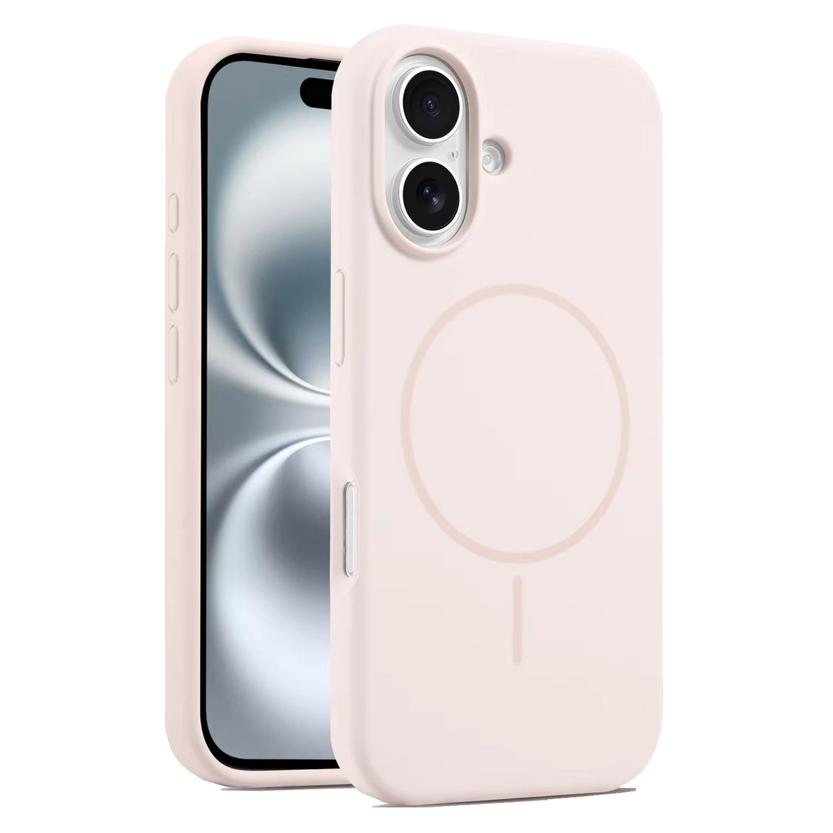 Valente iPhone 16 MagSafe silicone case peach raised camera bezels wireless charging
