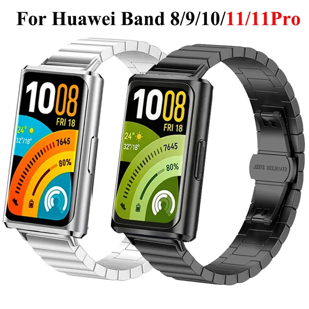 Valente Huawei Band 8 9 metal strap black scratch and rust resistant on wrist